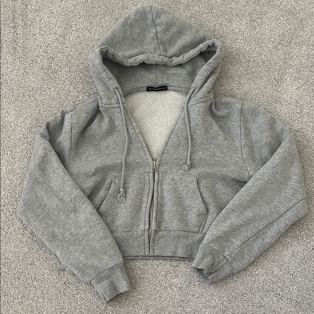 Brandy Melville Gray Zip-Up Hoodie